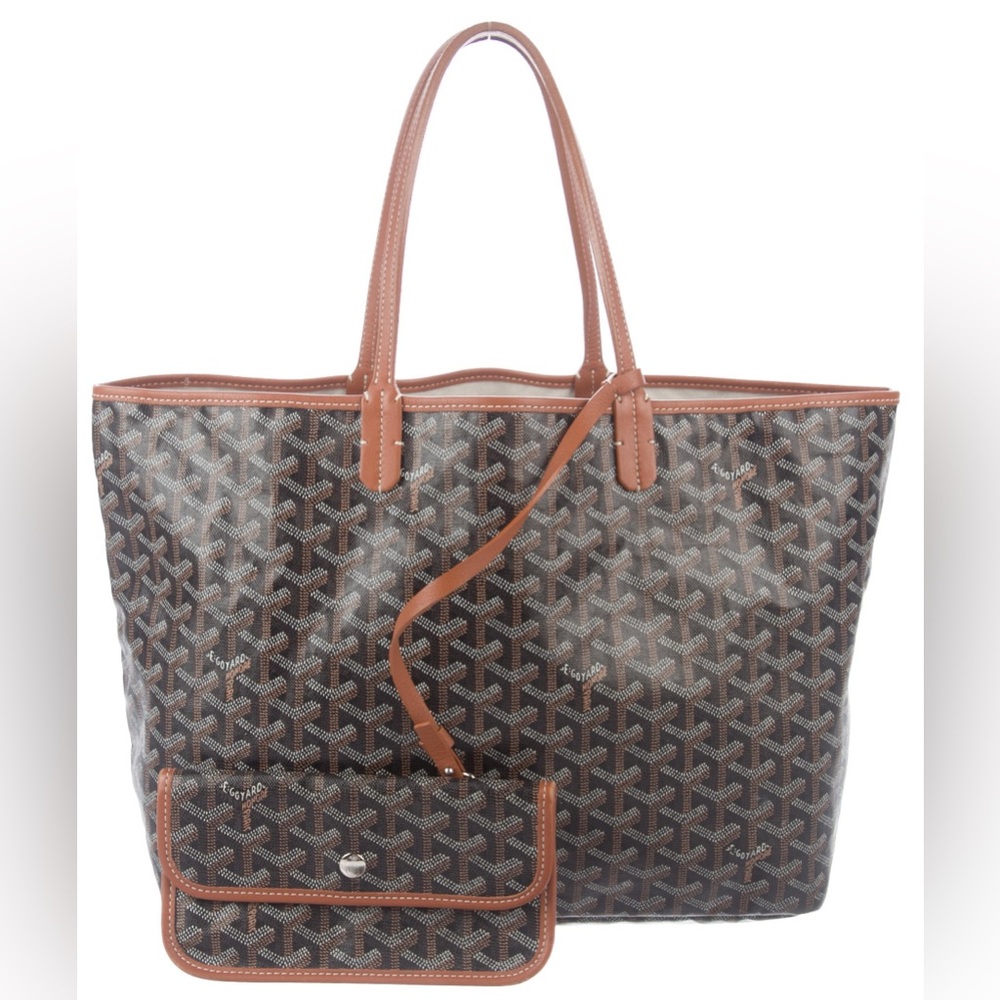 Goyard Saint Louis Tote PM Black/Brown Canvas/Leather with Pouch